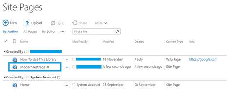 Destination Page Library after Migration